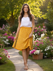 Cream Floral Midi Skirt – Yellow