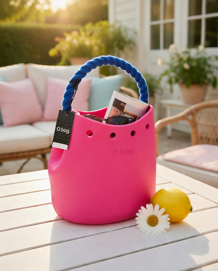 O bag Pink Bucket Bag – Blue Rope Handle