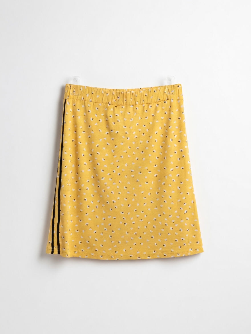 Cream Floral Midi Skirt – Yellow