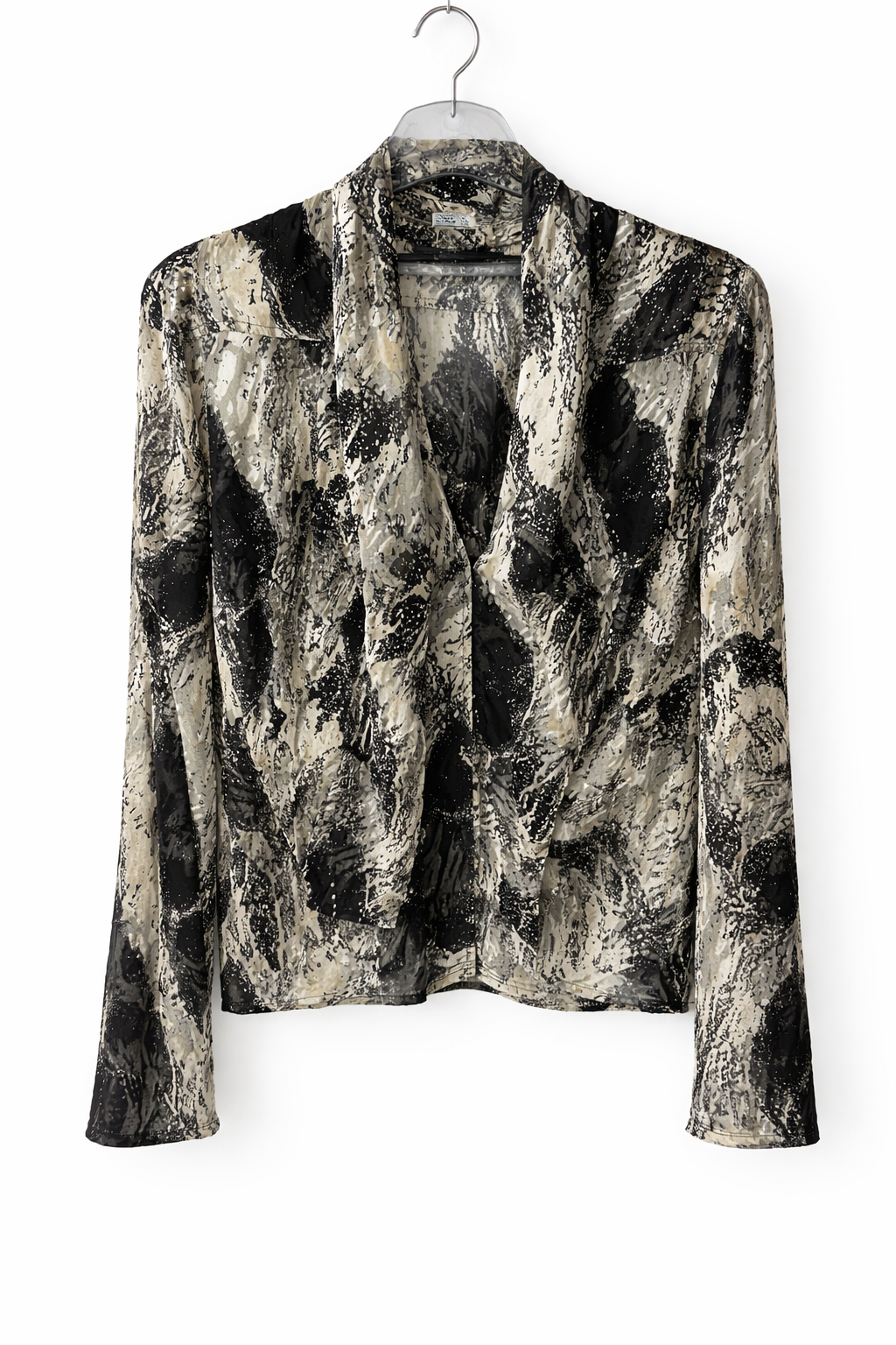 SOAKED in Luxury Abstract Print Blazer - Black & Cream