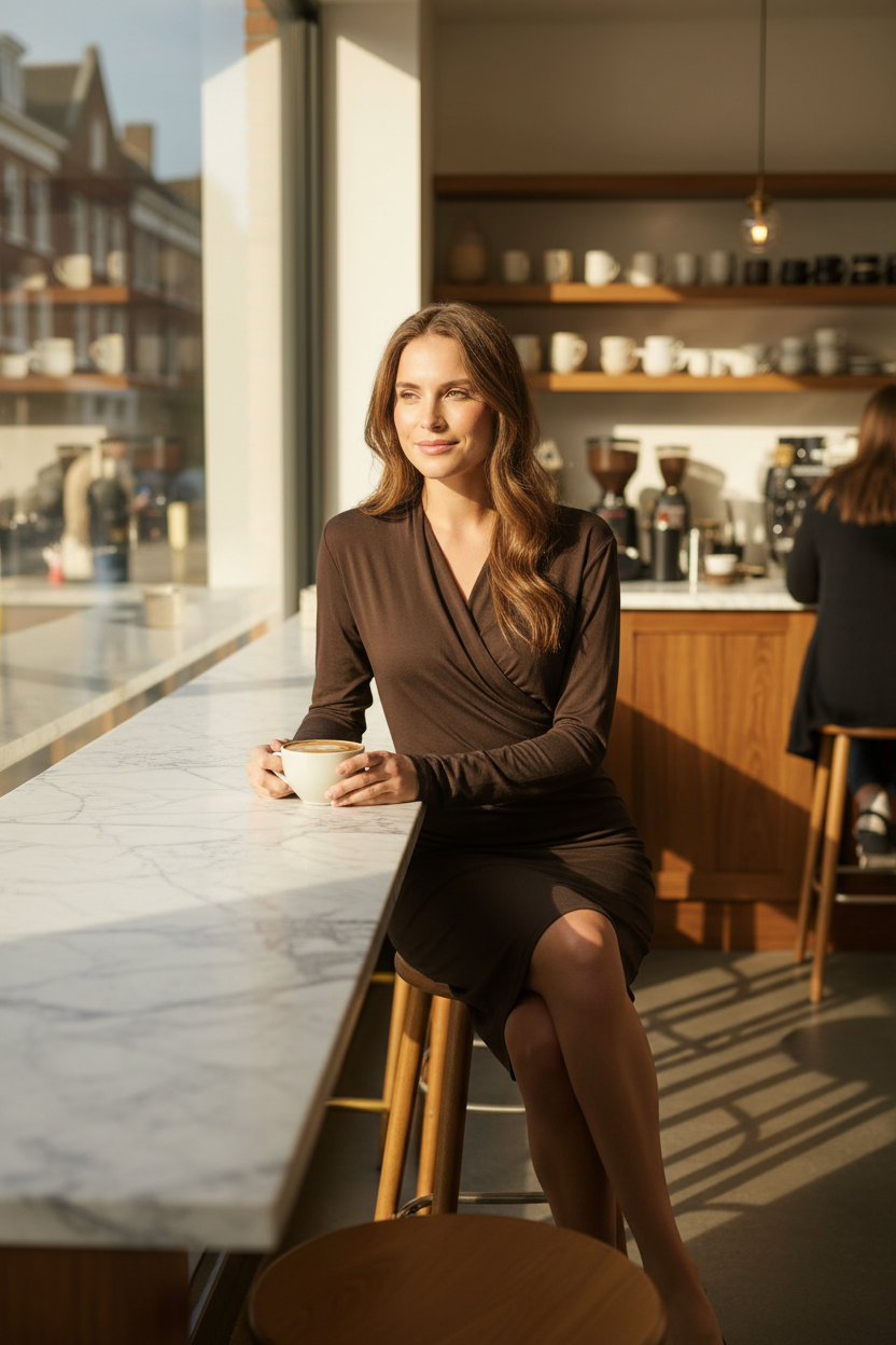 Saint Tropez ViggaSZ Wrap Dress lifestyle - coffee shop