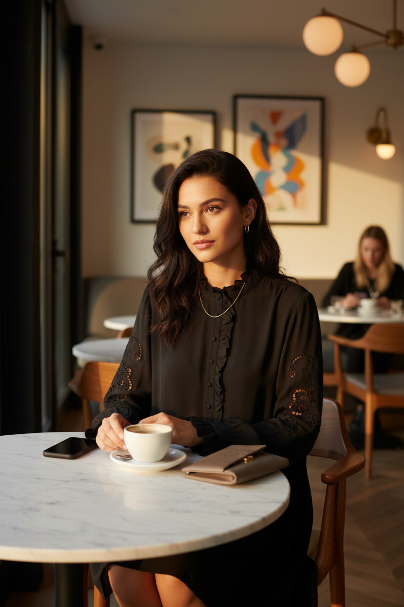 Saint Tropez GreyaSZ Shirt Dress lifestyle - urban café