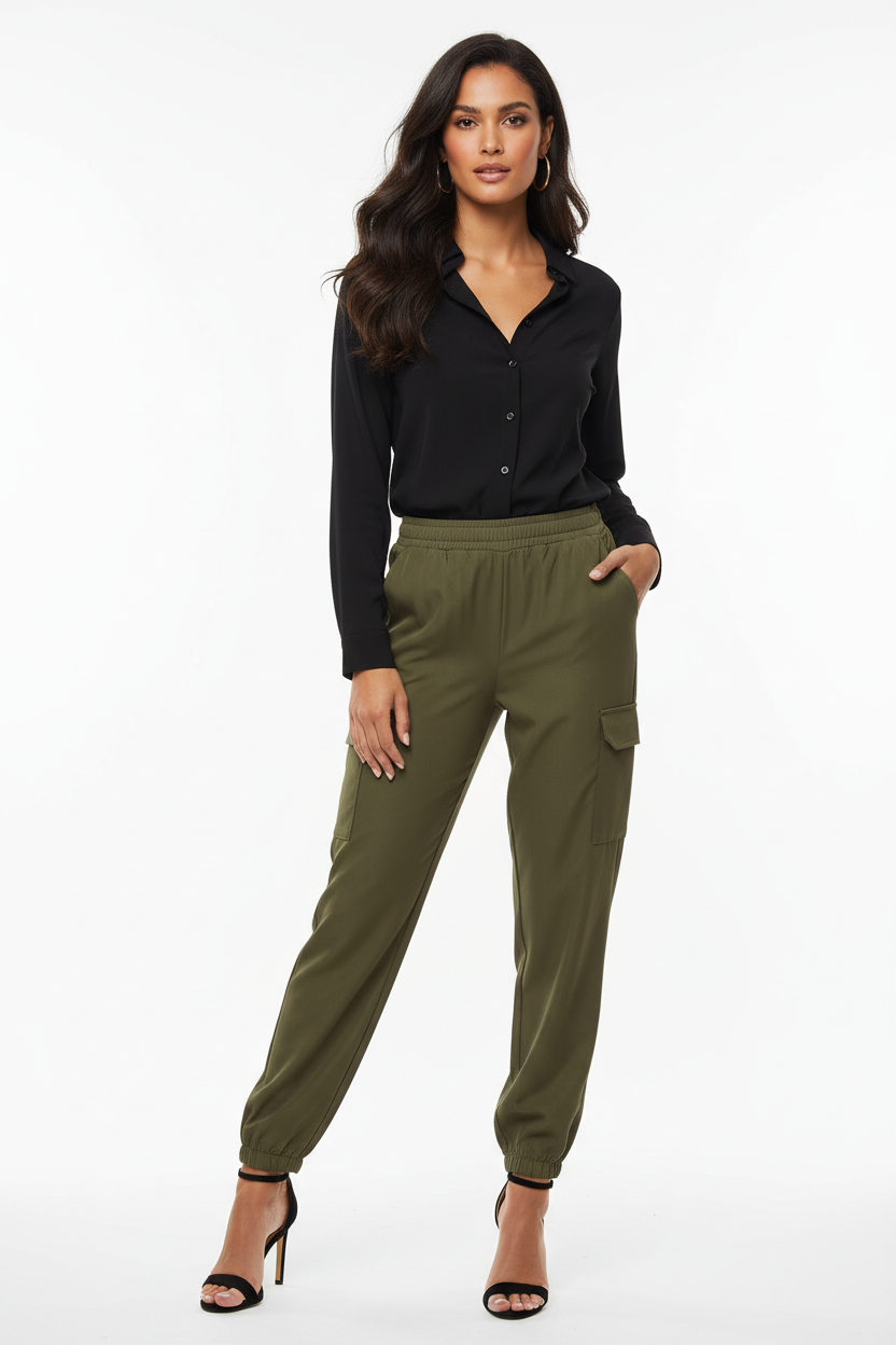 Fransa Fxcargo Cargo Jogger Pants - Olive Green