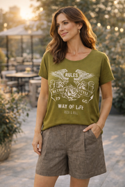 Sorbet SBRIMINI Retro Graphic Tee - Olive Green