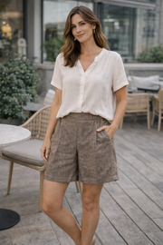 Sorbet SBLIAMO Linen Bermuda Shorts - Taupe