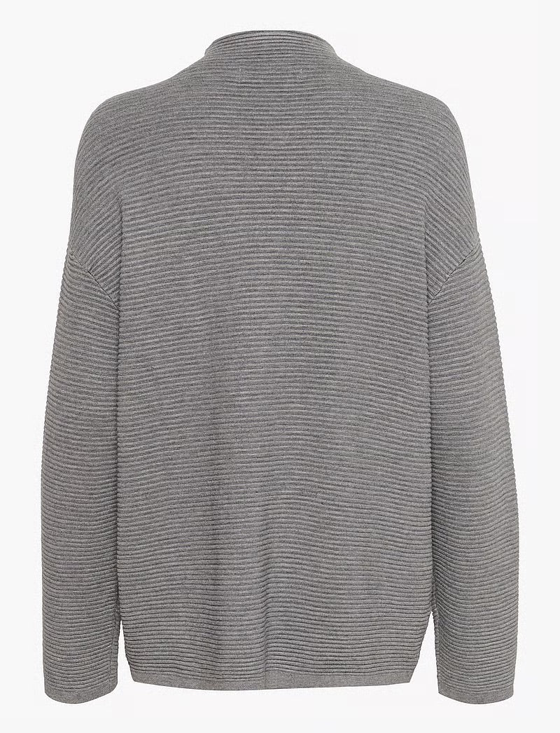 InWear TiaIW Boxy Pullover - Grey Ribbed Knit Sweater