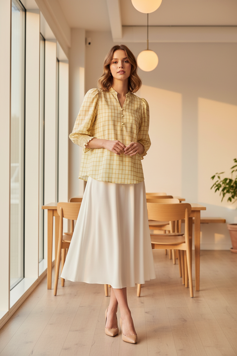 Mango Check Blouse – Kávézó