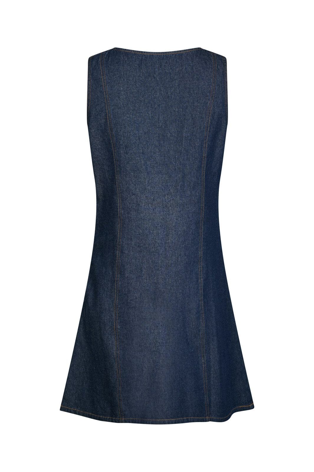 Neo Noir Nava Dark Blue Denim Mini Dress – V-Neck Sleeveless A-Line | Women