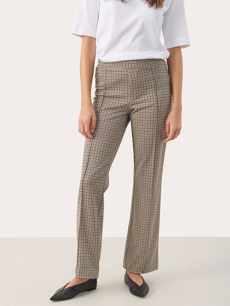 Part Two Pontas Check Trousers - Brown Gingham Tailored Pants