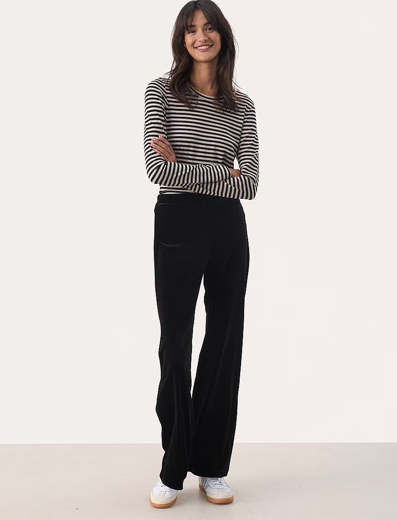 Part Two DorellasPW Trousers - Black Velvet Straight Leg Pants