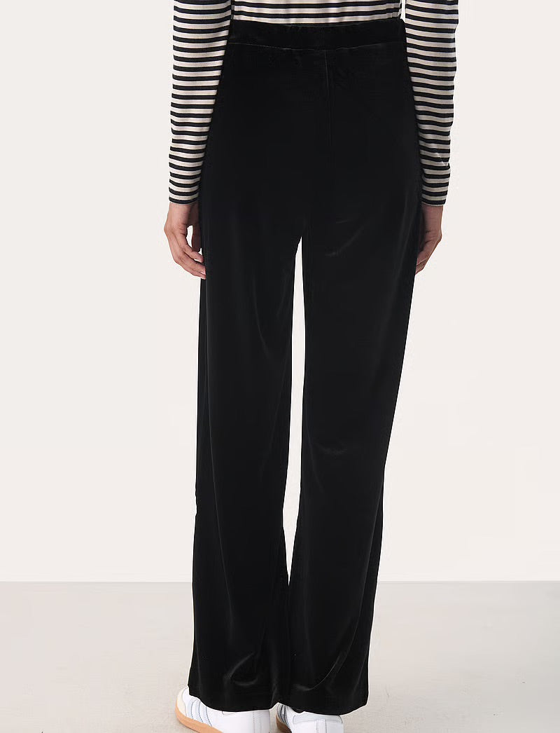 Part Two DorellasPW Trousers - Black Velvet Straight Leg Pants