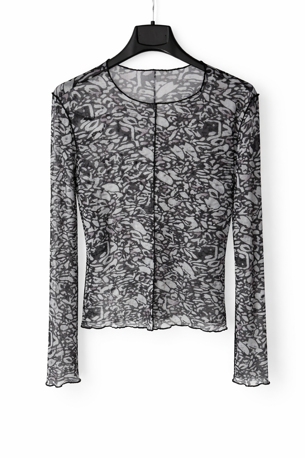 s.Oliver Abstract Print Mesh Long Sleeve Top - Black