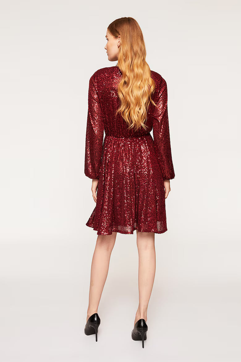 MOTIVI Burgundy Sequined Long Sleeve Occasion Dress