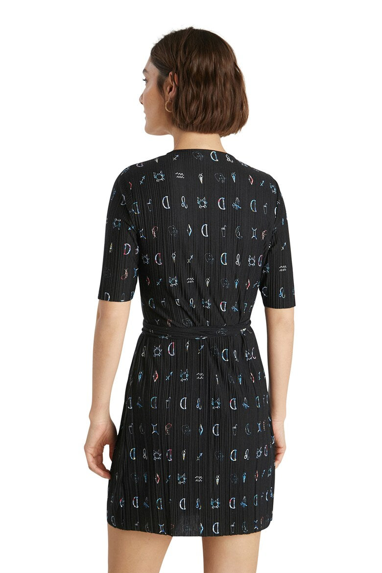 Desigual Pleated Short Dress Black