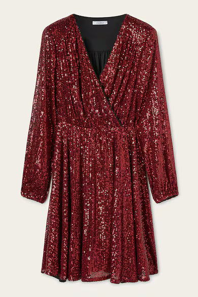 MOTIVI Burgundy Sequined Long Sleeve Occasion Dress